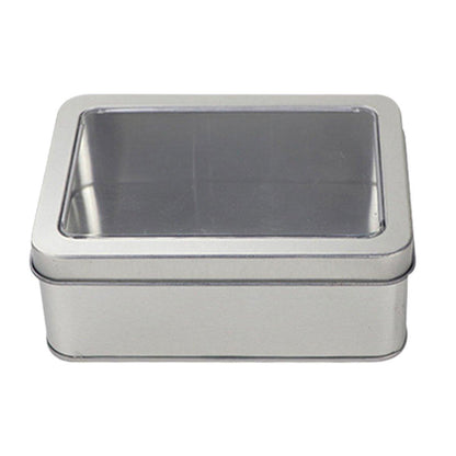 10pcs Metal Iron Box with Open Window Storage Rectangle Packaging Containers - 12.5x9x5cm