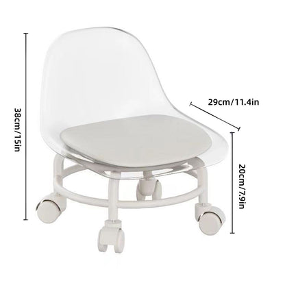 Stool with Universal Wheels Pulley Short Stool with Backrest Comfortable Seat - Grey