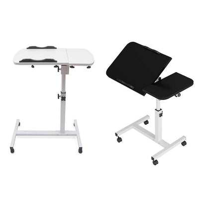 Adjustable Folding Computer Desk Stand Floor-Standing Movable Bedside Table - Black