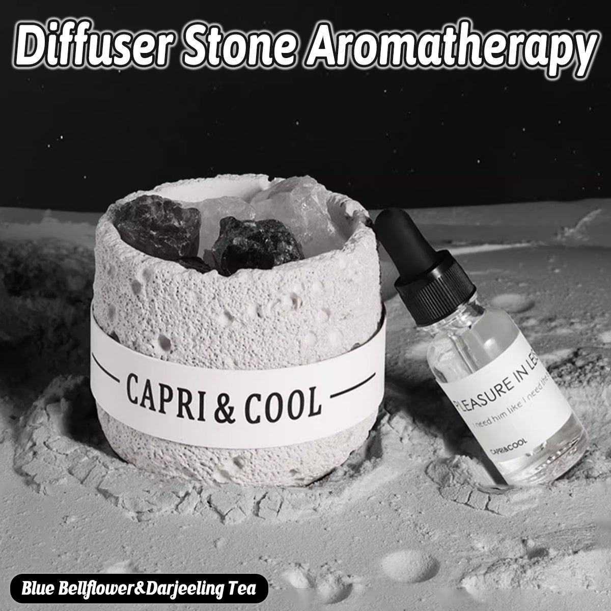 Crystal Stone Oil Diffuser Passive Aromatherapy Set White Natural Bedroom Decor - Blue?Bellflower