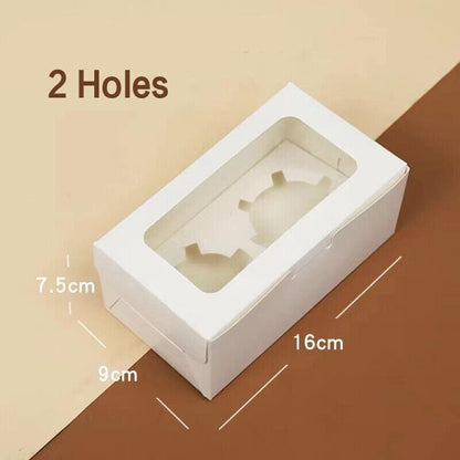 Cupcake Box Cases 1/2/4/8/12 Holes Window Face Cases Party Wedding Muffin Baking - 6 Holes 25PCS