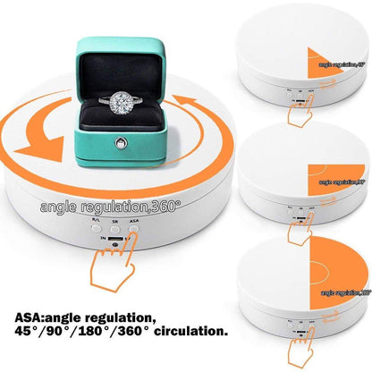 360° Rotating Electric Turntable Display Stand Jewelry Photography Show Holder