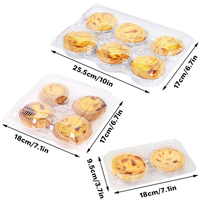 100PCS Transparent Plastic Egg Tart Box Disposable Bakery Packing Container - 17x18cm
