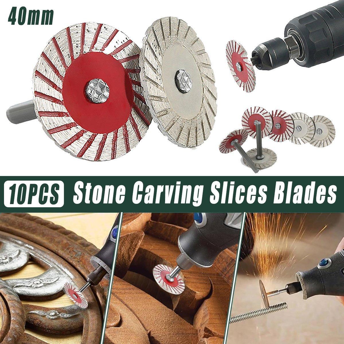 10pcs 40mm Stone Engraving Saw Blades Corrugated Cutting Tools with Handle