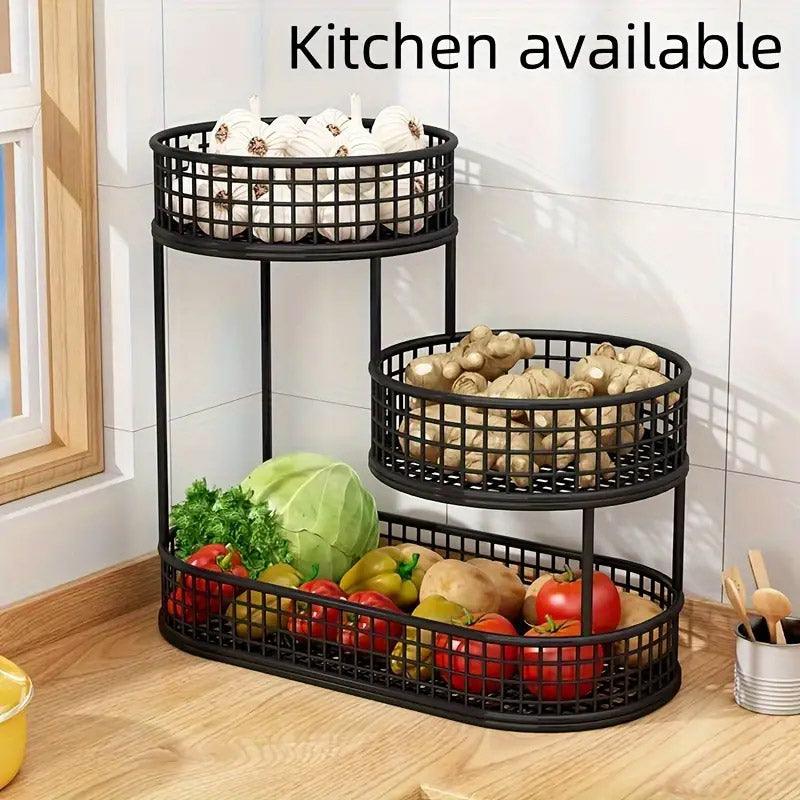 Luxury Multi-Layer Fruit Basket Snack Storage Rack Living Room Coffee Table - Gold