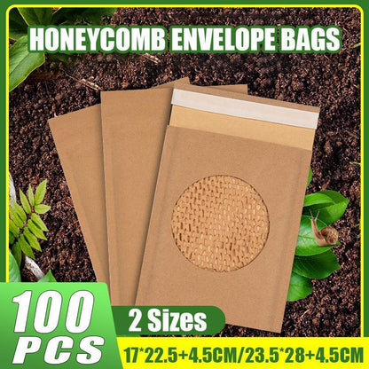 100PCS Honeycomb Wrap Bags Kraft Paper Cushion Eco Friendly Protective Wrapping - 17*22.5+4.5CM