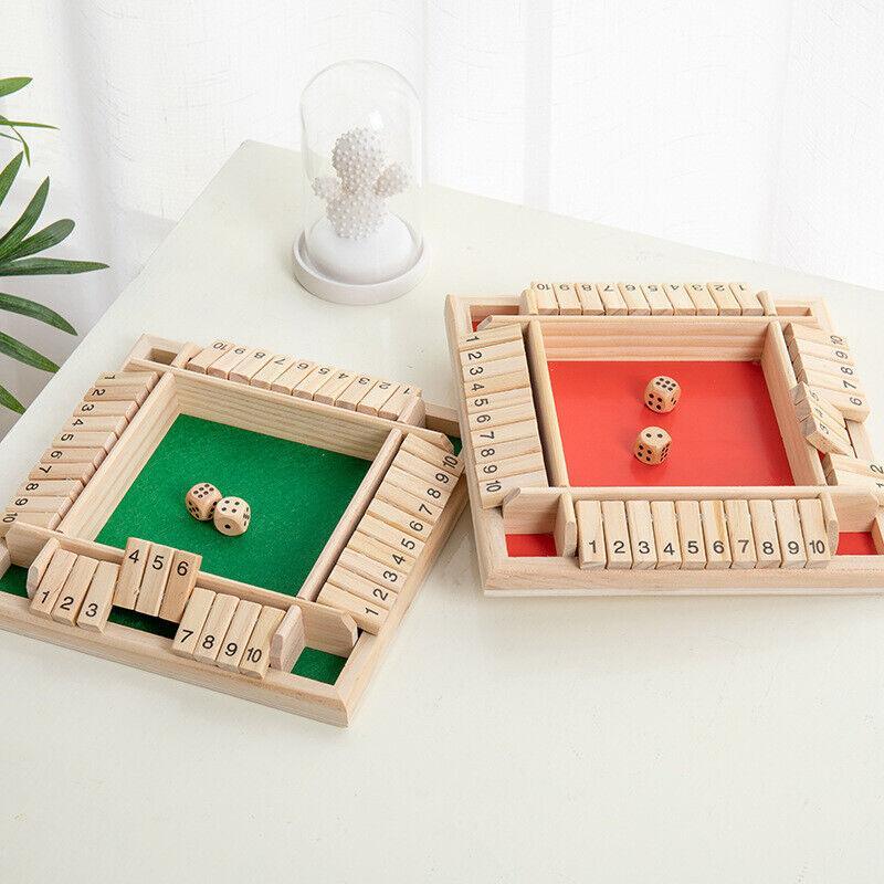 Shut The Box Game Wooden Board Number Drinking Dice Toy Family Traditional Au Dm - Red #1