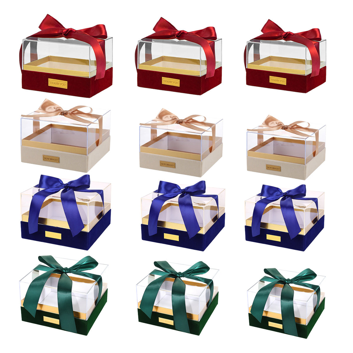 Acrylic Gift Box Clear Souvenir Display Case Bow Storage Container for Packaging - Blue - L