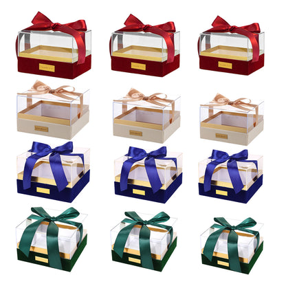 Acrylic Gift Box Clear Souvenir Display Case Bow Storage Container for Packaging - Blue - L