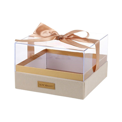 Acrylic Gift Box Clear Souvenir Display Case Bow Storage Container for Packaging - Blue - L