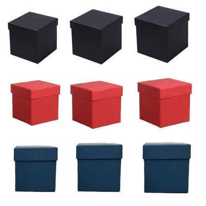 Square Gift Boxes 8pcs Empty Packaging Boxes for Favour Party Wedding Storage - Black-12x12cm