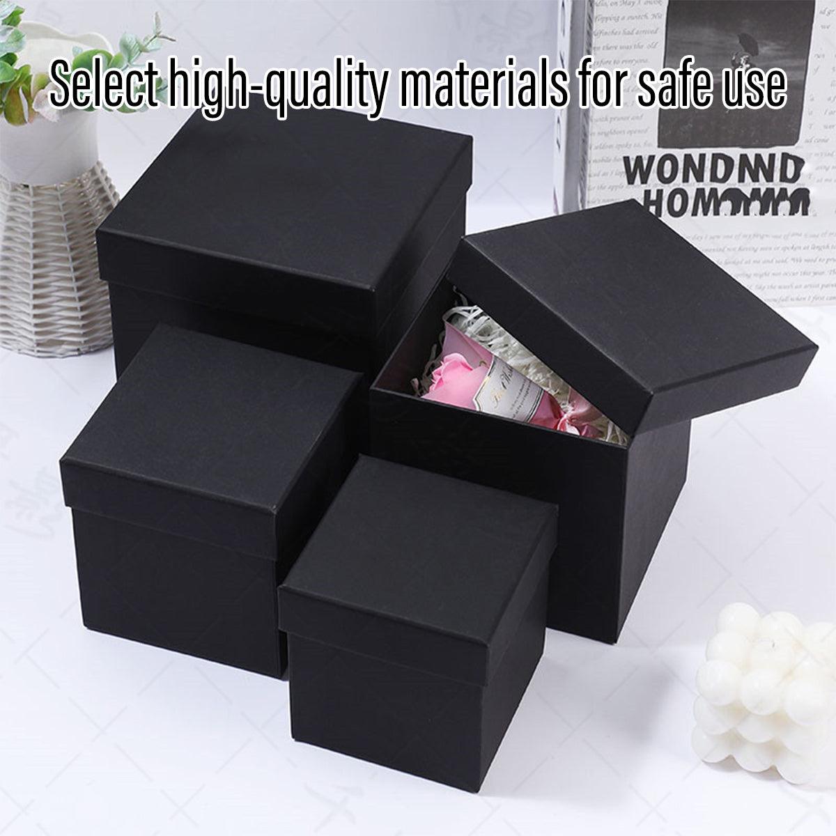 Square Gift Boxes 8pcs Empty Packaging Boxes for Favour Party Wedding Storage - Black-12x12cm