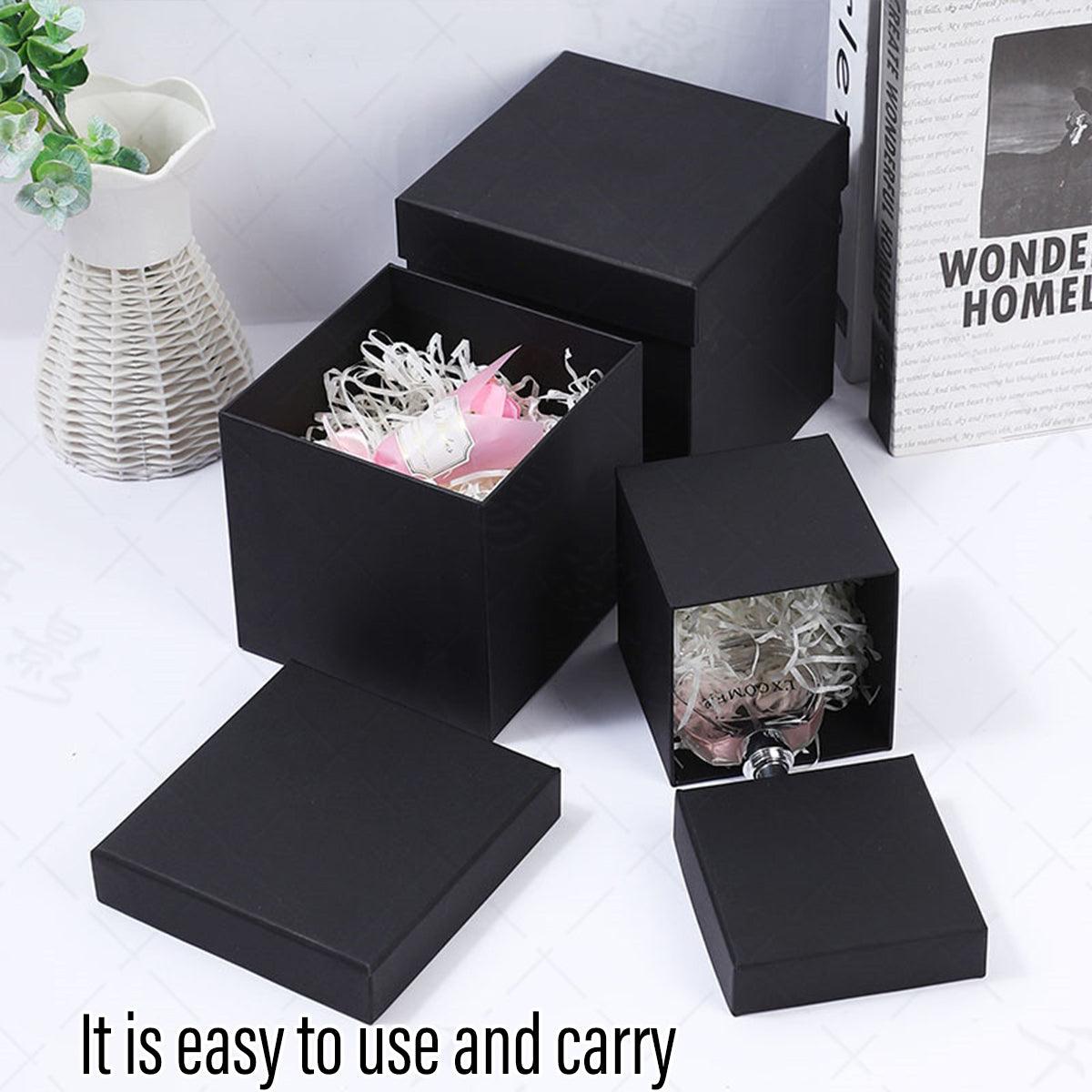 Square Gift Boxes 8pcs Empty Packaging Boxes for Favour Party Wedding Storage - Black-12x12cm