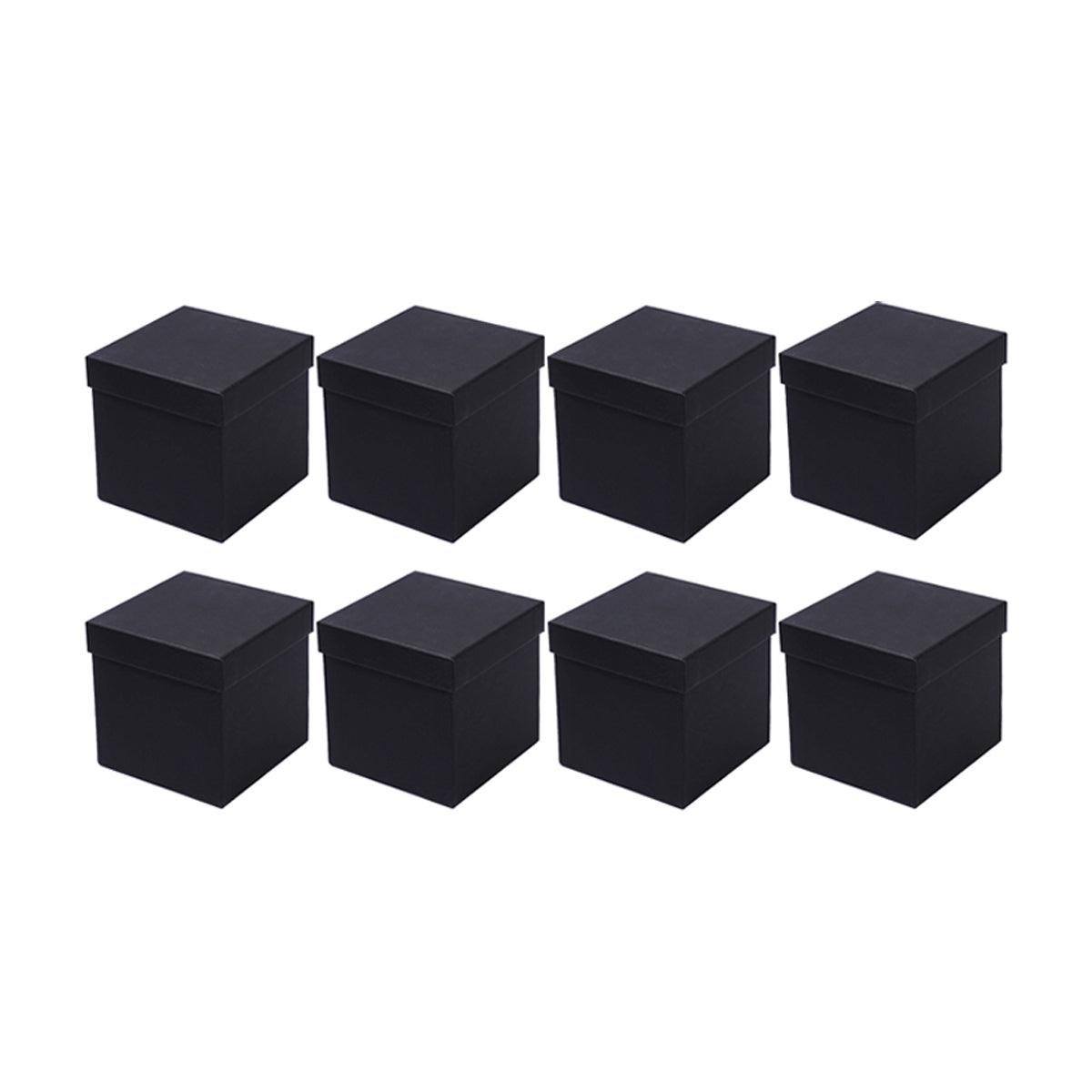 Square Gift Boxes 8pcs Empty Packaging Boxes for Favour Party Wedding Storage - Black-12x12cm