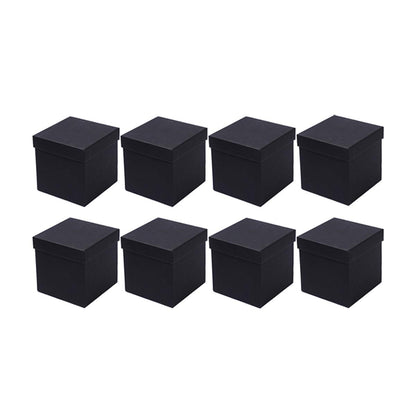 Square Gift Boxes 8pcs Empty Packaging Boxes for Favour Party Wedding Storage - Black-12x12cm