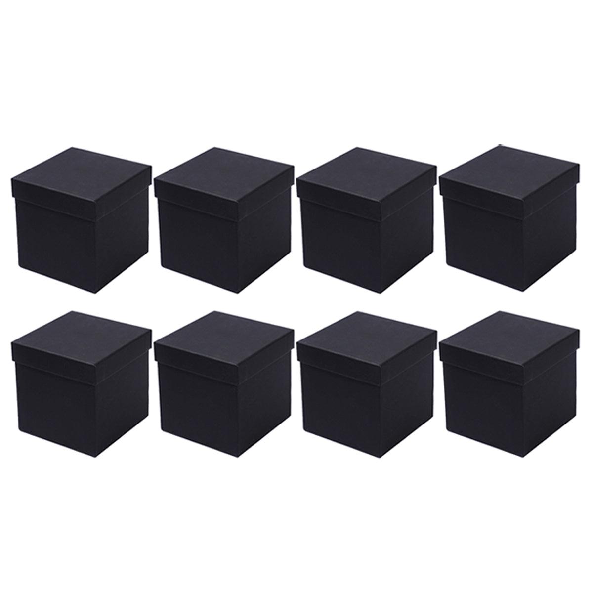Square Gift Boxes 8pcs Empty Packaging Boxes for Favour Party Wedding Storage - Black-12x12cm