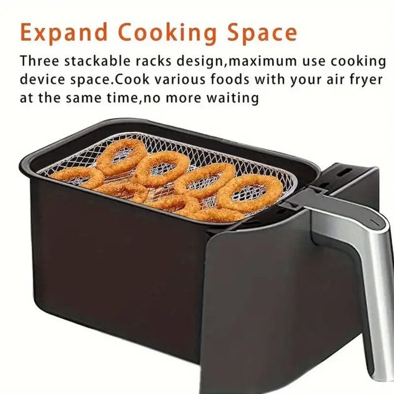 Air Fryer Grill Rack Multi Layer Removable Shelf Mesh Rack for Cooking BBQ - Rectangle