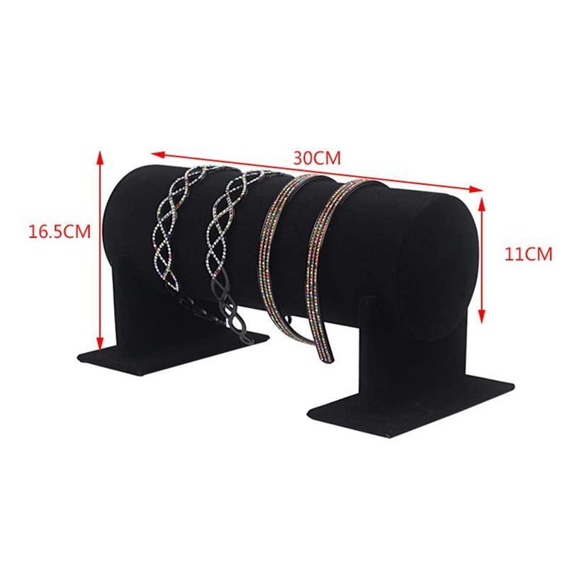 Jewelry Display Stand Headband Holder Organizer Chains Velvet Storage Rack - Grey