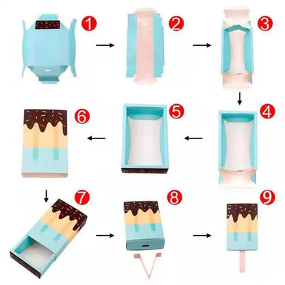 50PCS Creative Ice Cream Candy Gift Boxes Fruit Shaped Party Favor Packaging Box - Blue