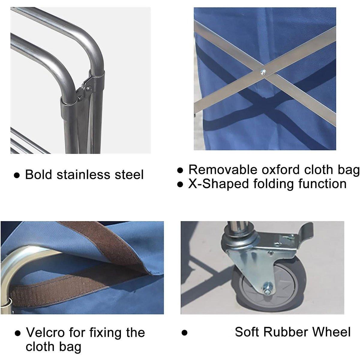 Folding Linen Trolley with Hand Push Design for Storage Room Cleaning Service