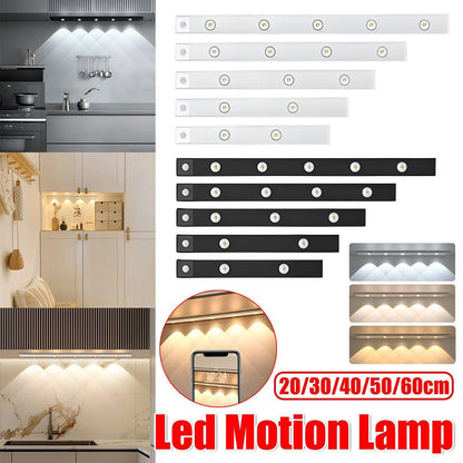 Ultra-Thin Intelligent LED Motion-Sensing Light Bar Rechargeable Strip Lamp - Remote Control Model - White 60cm