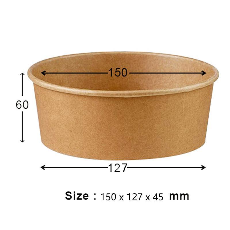 Take Away Kraft Paper Salad Bowl Food Grade Takeout Tableware Food Bowl With Lid - 50PCS-500ML
