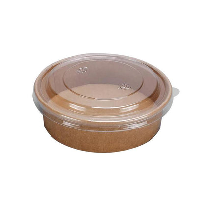 Take Away Kraft Paper Salad Bowl Food Grade Takeout Tableware Food Bowl With Lid - 50PCS-500ML