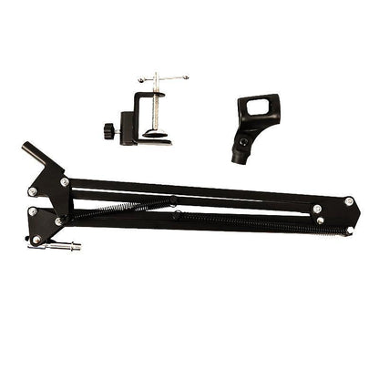 Microphone Suspension Boom Arm Desktop Stand Mic Holder Mount and Pop Filter - Mic Stand with Pop Filter