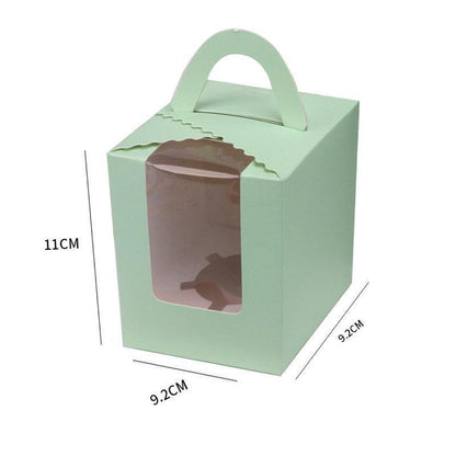 50 Pack Premium Cupcake Boxes with Window Thickened Cardboard Muffin Holders - Red
