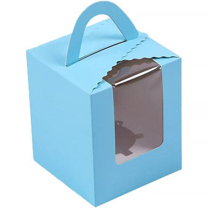 50 Pack Premium Cupcake Boxes with Window Thickened Cardboard Muffin Holders - Red