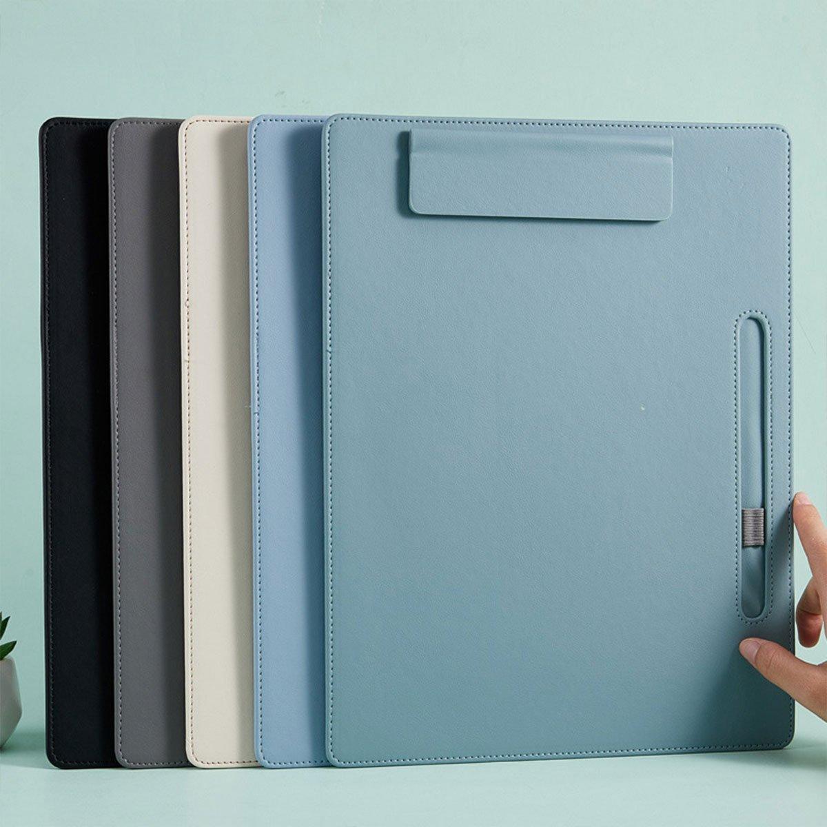 2pcs Leather Clipboard Conference File Holder Hotel Menu Pad Durable Board Clip - Black