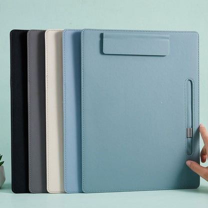2pcs Leather Clipboard Conference File Holder Hotel Menu Pad Durable Board Clip - Black