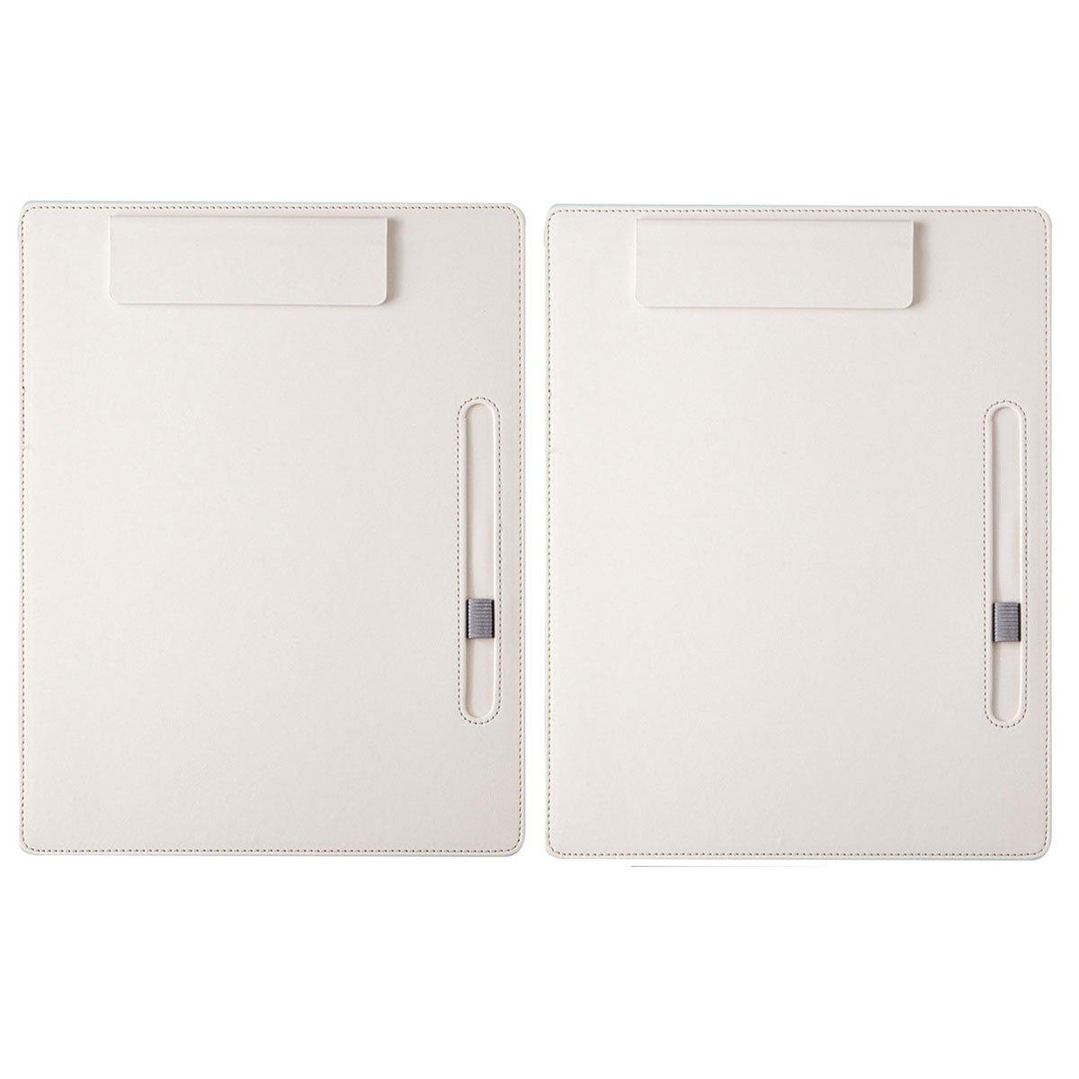 2pcs Leather Clipboard Conference File Holder Hotel Menu Pad Durable Board Clip - Black