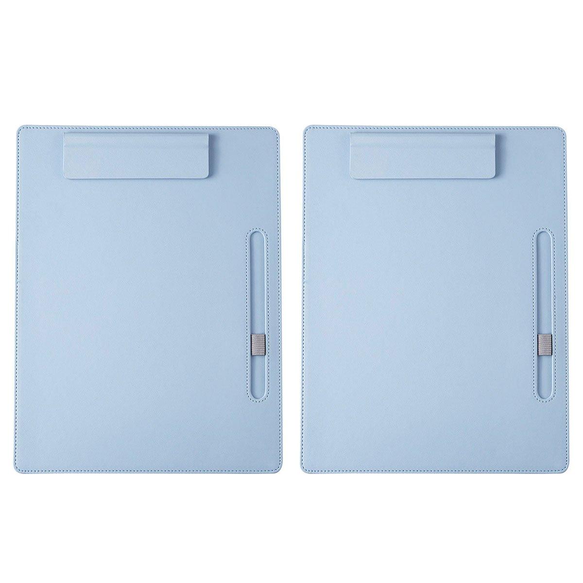 2pcs Leather Clipboard Conference File Holder Hotel Menu Pad Durable Board Clip - Black