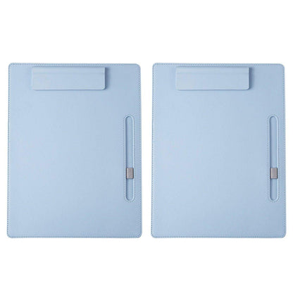 2pcs Leather Clipboard Conference File Holder Hotel Menu Pad Durable Board Clip - Black