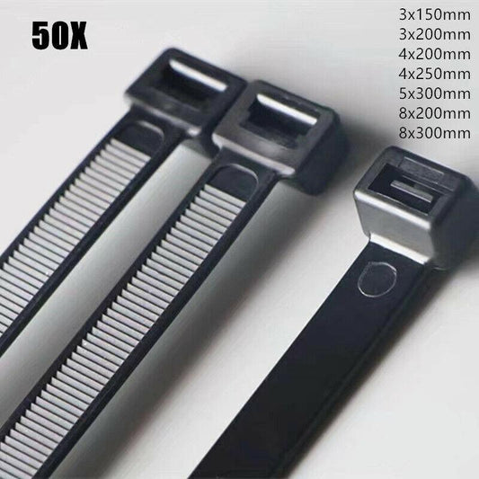50X Cable Ties Zip Ties Nylon Uv Stabilised Black Cable Tie - 10*1020mm White