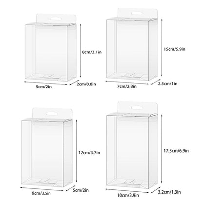 50pcs Transparent Gift Boxes with Hooks Clear Packaging Storage Containers - 9x5x12cm