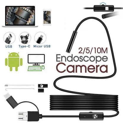 Waterproof Hd Endoscope Usb Type-C Borescope Inspection Snake Camera For Android - 10M