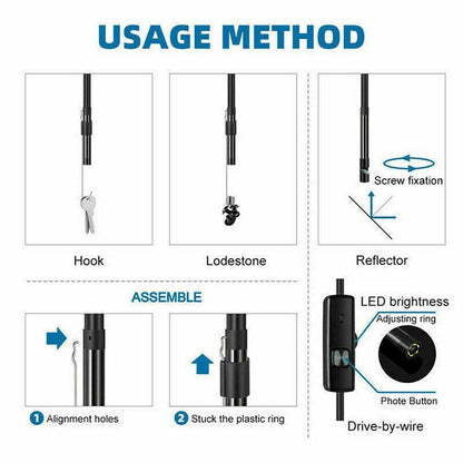 Waterproof Hd Endoscope Usb Type-C Borescope Inspection Snake Camera For Android - 10M