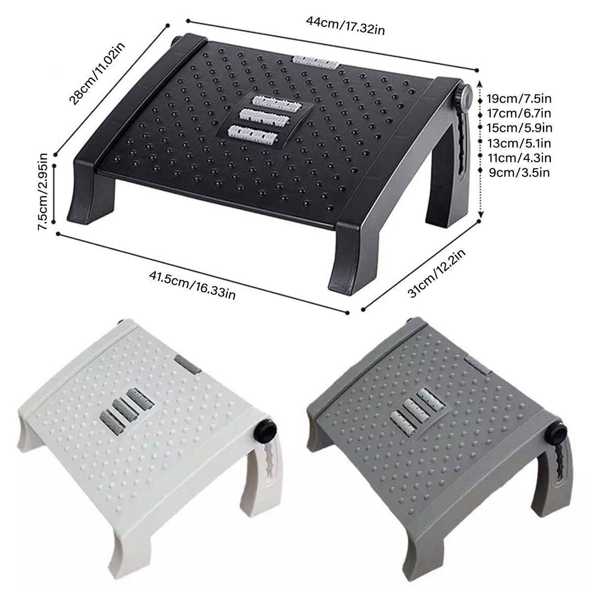 1PC Adjustable Office Foot Rest Pedal Stool Sofa Leg Support for Home or Desk Use - Grey