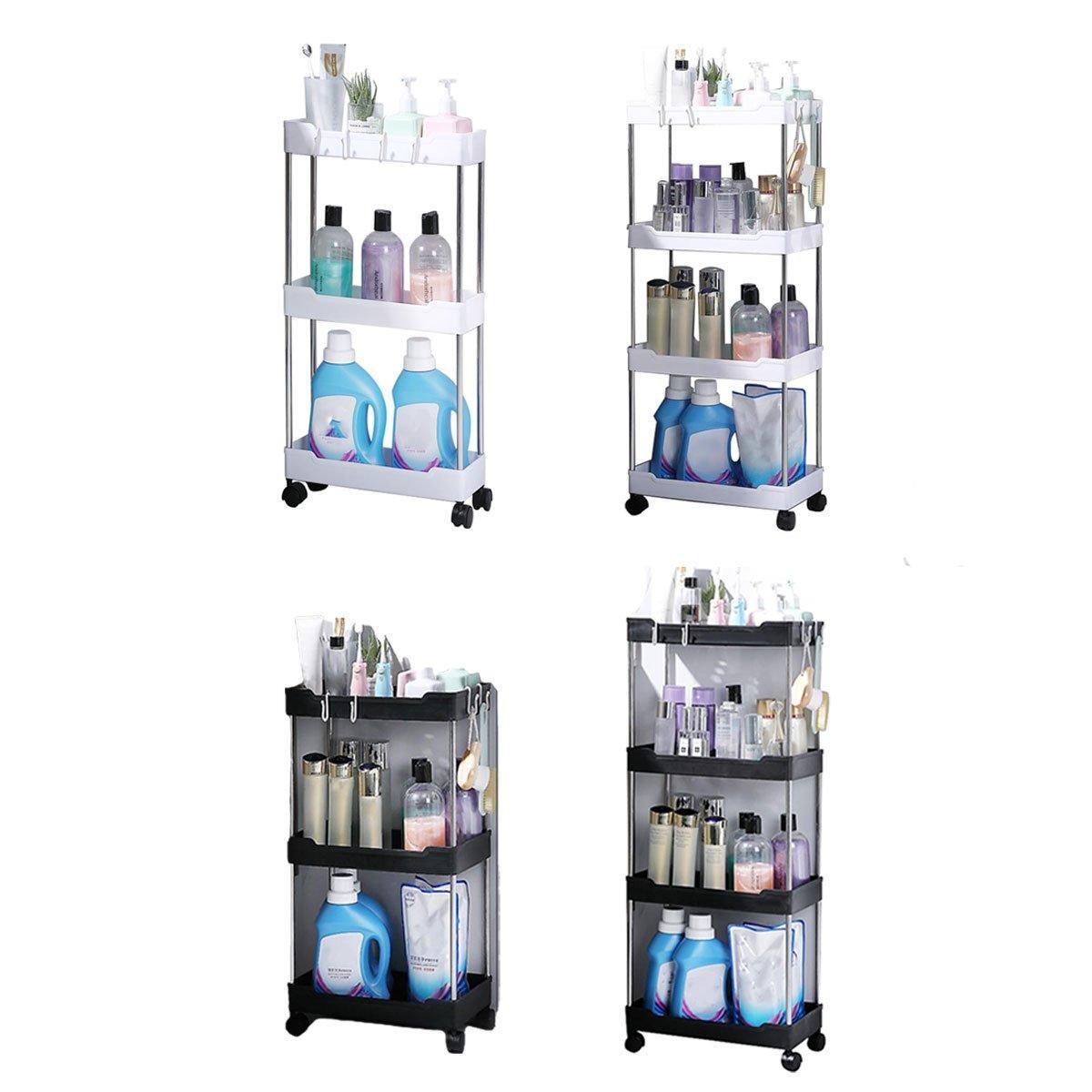 Multi Layer Rolling Storage Cart Kitchen Bathroom Organizer Shelf with Wheels - 4-White