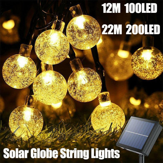 100/200Led Solar Globe String Lights Fairy Festoon Outdoor Party Decor - 22M 200LED