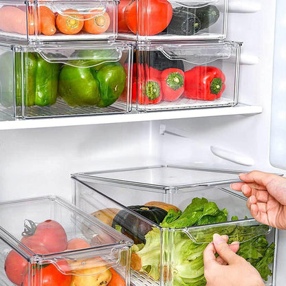10PCS Clear PET Refrigerator Storage Box Food Grade Fruit Freezer Organizer Set