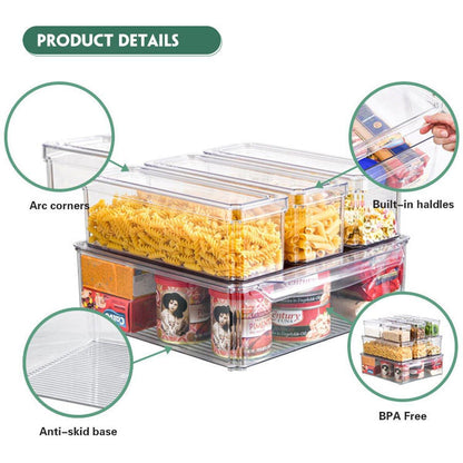 10PCS Clear PET Refrigerator Storage Box Food Grade Fruit Freezer Organizer Set