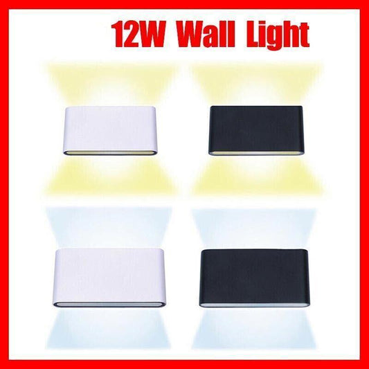 LED Wall Light IP65 Waterproof Modern Up Down Outdoor Indoor Sconce Lamp - Wall Light-Black-Warm