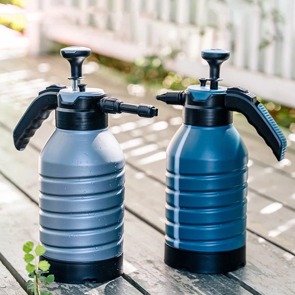 Pressure Pump Spray Bottle 2L Easy Pump Adjustable Nozzle Garden Watering Flower - Grey