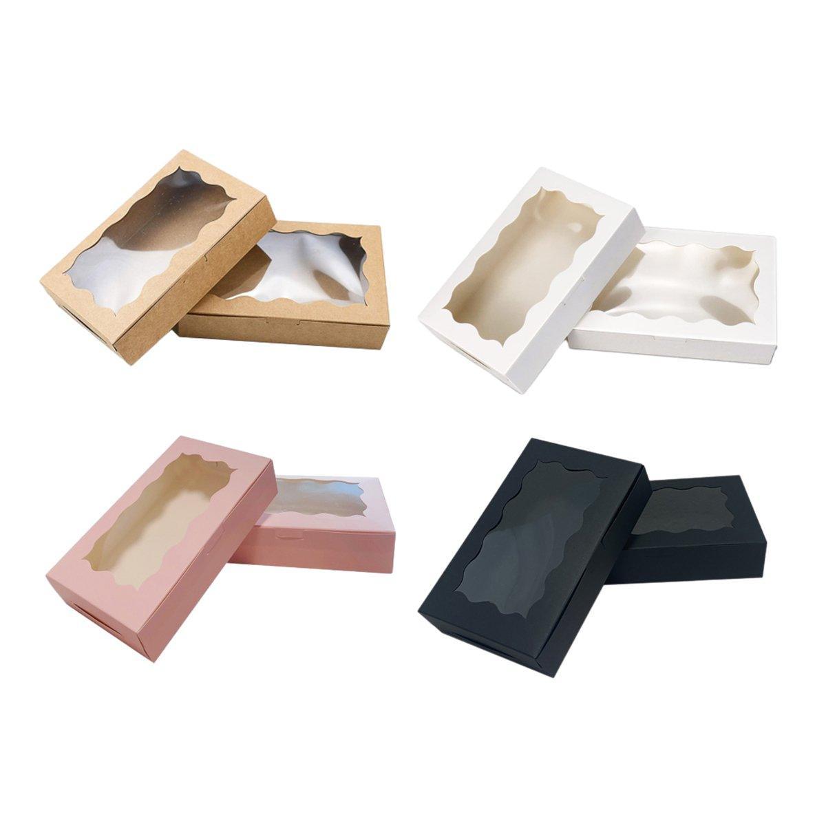 50pcs Rectangular Kraft Paper Window Box Gift Packaging Boxes Party Favors - Pink