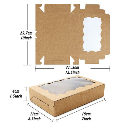 50pcs Rectangular Kraft Paper Window Box Gift Packaging Boxes Party Favors - Pink