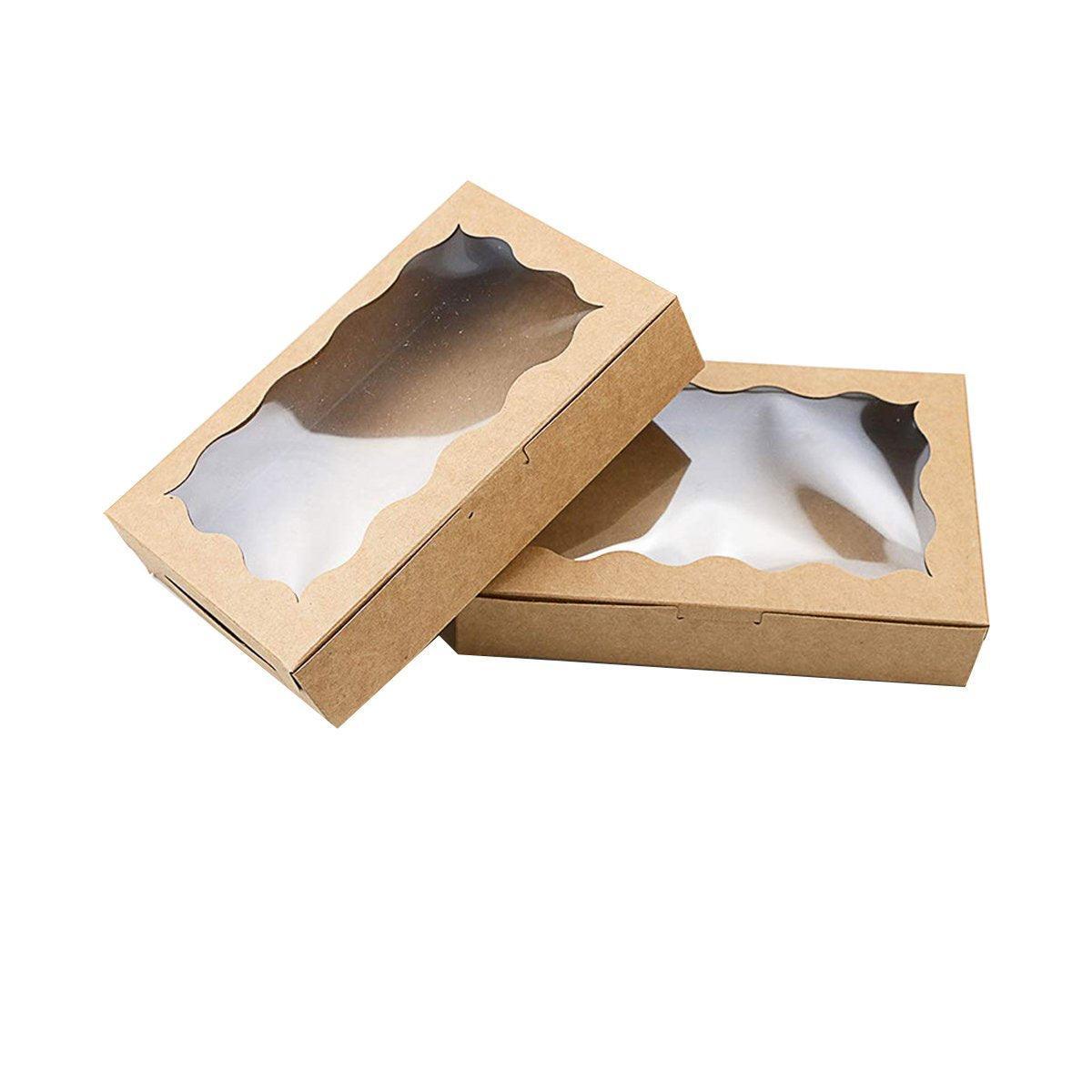 50pcs Rectangular Kraft Paper Window Box Gift Packaging Boxes Party Favors - Pink
