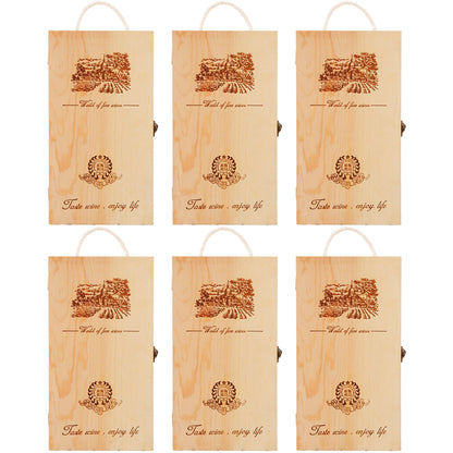 6pcs Red Wine Wooden Gift Box Packaging Storage Box for Wine Bottle Gifts - Double pull-out